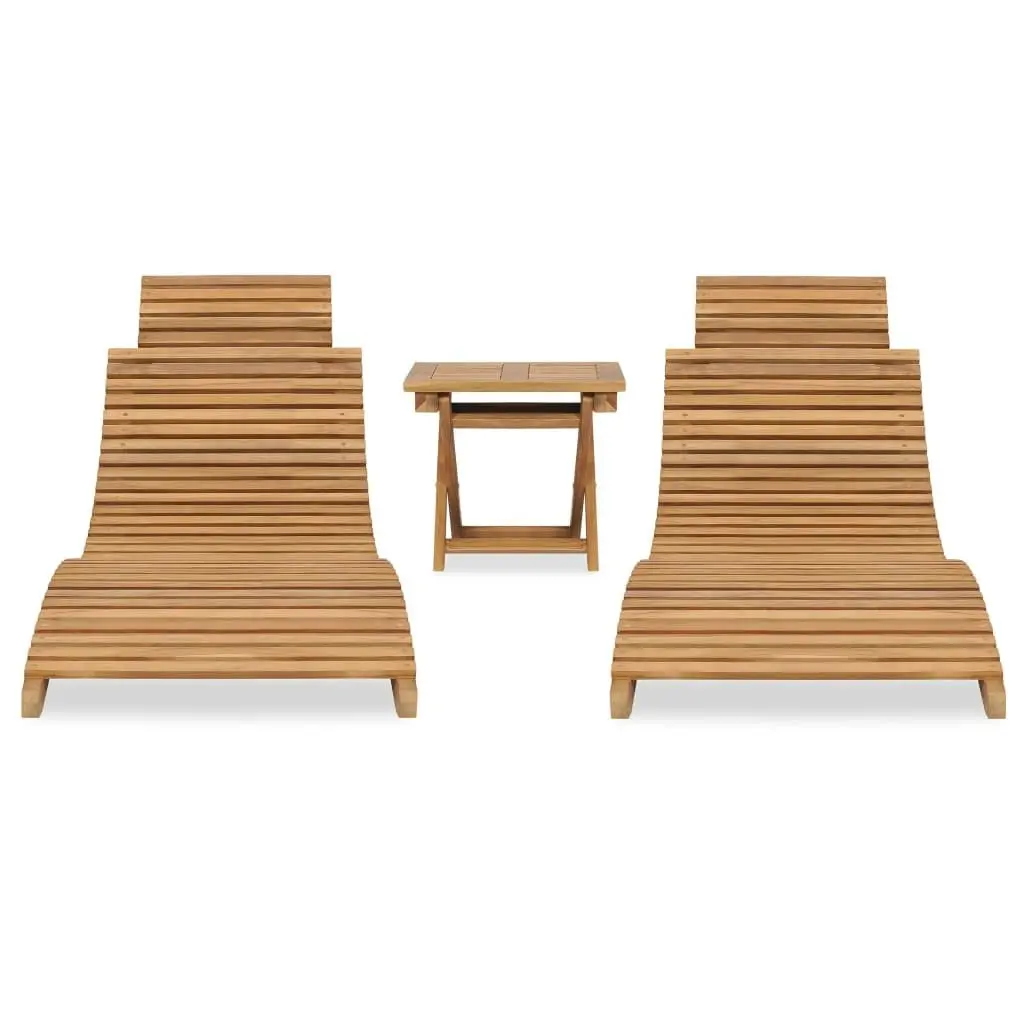 3 Piece Folding Garden Lounge Set Solid Teak Wood 3059960