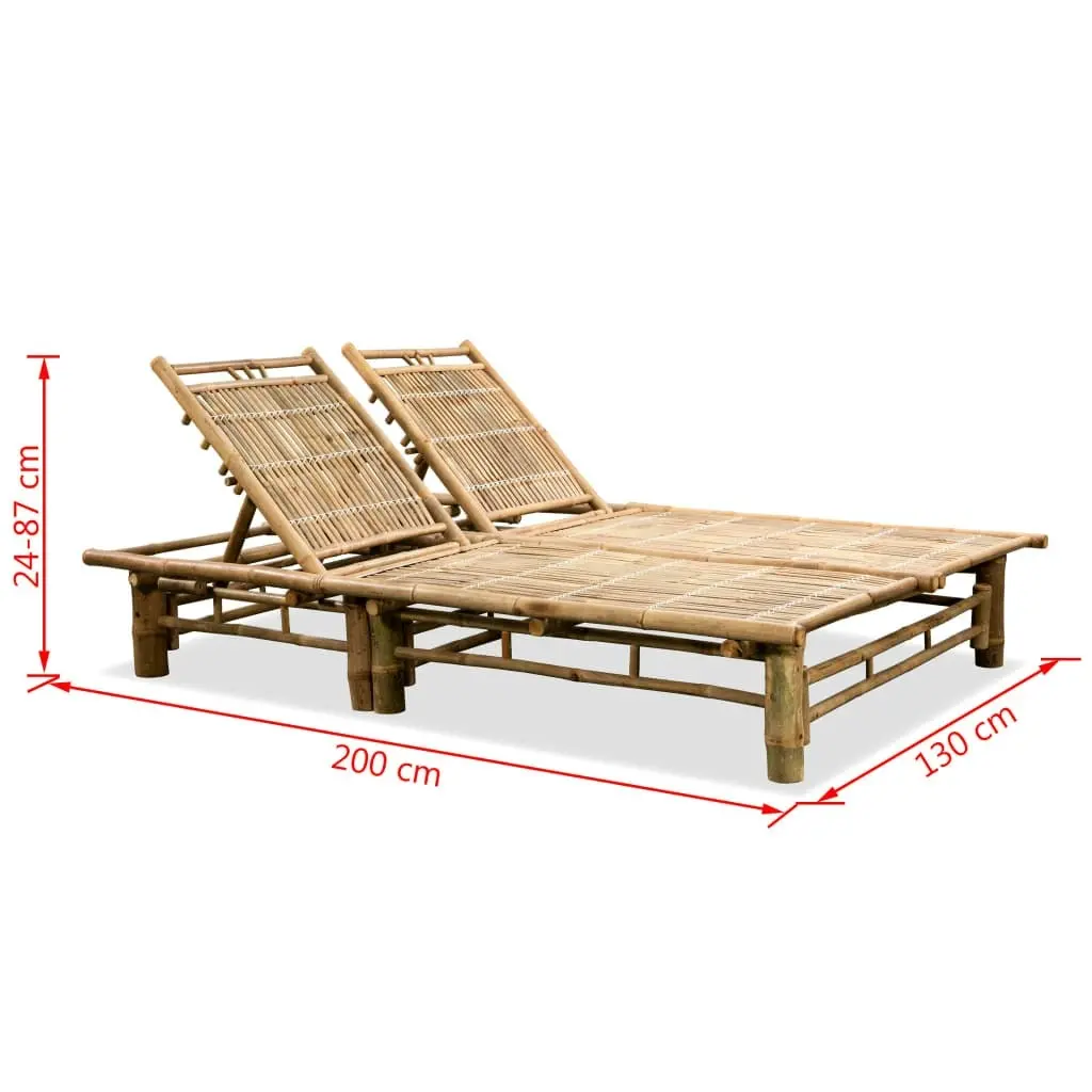 2-Person Sun Lounger Bamboo 43715