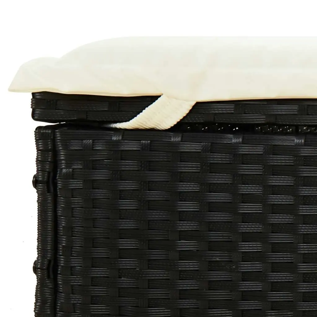 2-Person Sunbed with Round Roof Black 211x112x140 cm Poly Rattan 319654