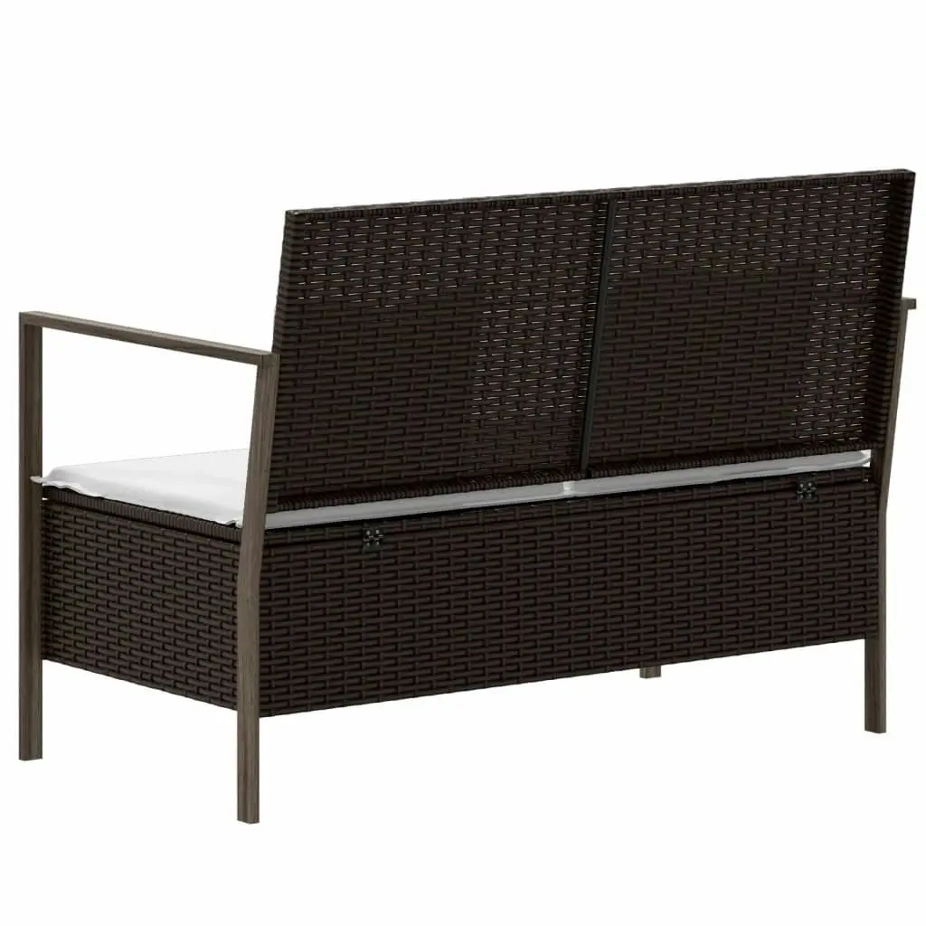 2-Seater Garden Bench with Cushions Brown Poly Rattan 364113