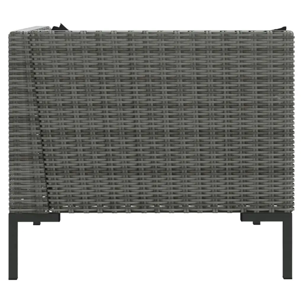 3 Piece Garden Lounge Set Dark Grey Half Round Poly Rattan 318606