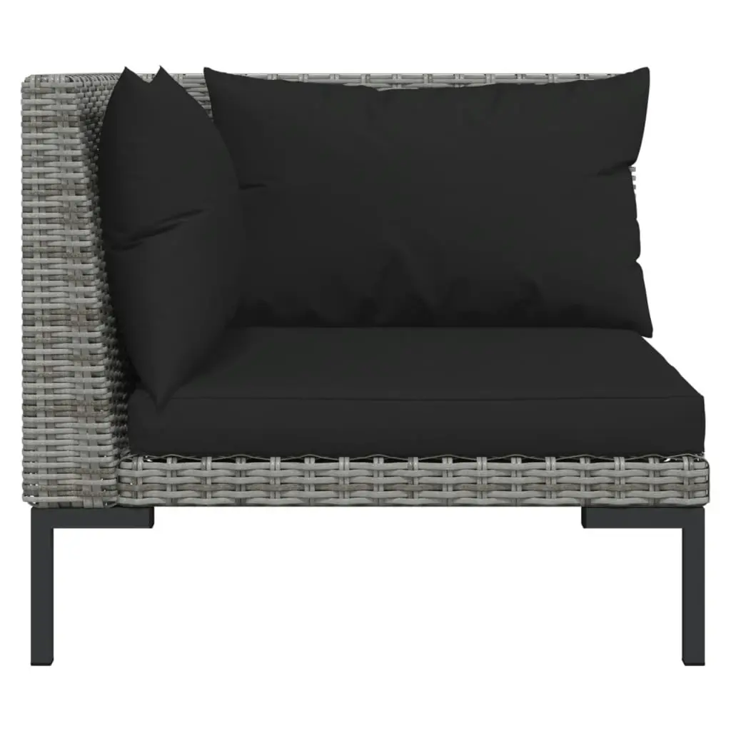 3 Piece Garden Lounge Set Dark Grey Half Round Poly Rattan 318606