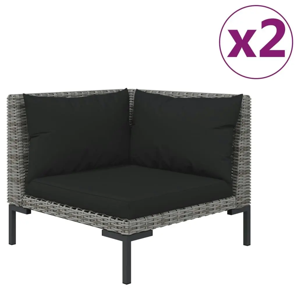 3 Piece Garden Lounge Set Dark Grey Half Round Poly Rattan 318606