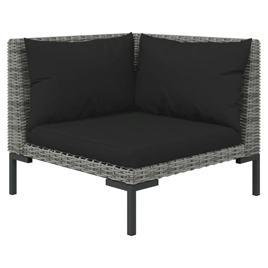 3 Piece Garden Lounge Set Dark Grey Half Round Poly Rattan 318606