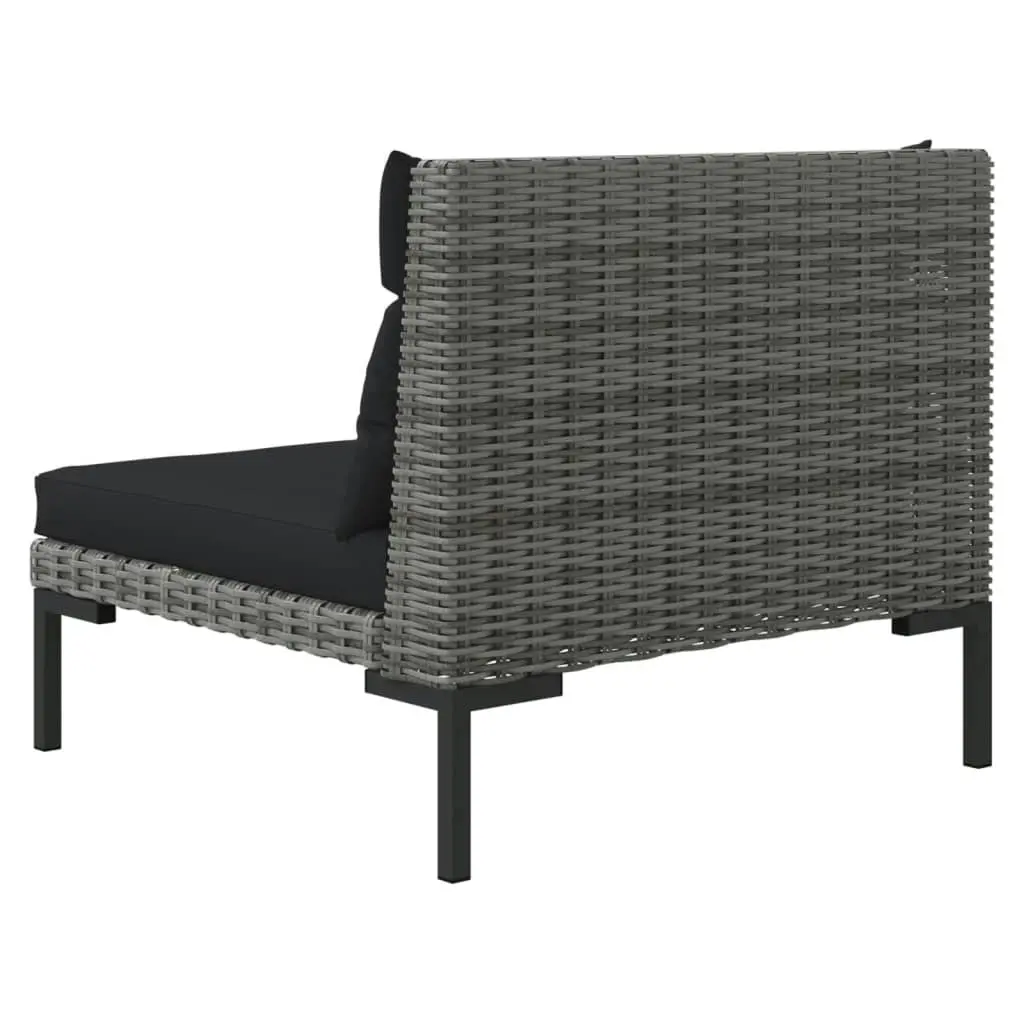 3 Piece Garden Lounge Set Dark Grey Half Round Poly Rattan 318606