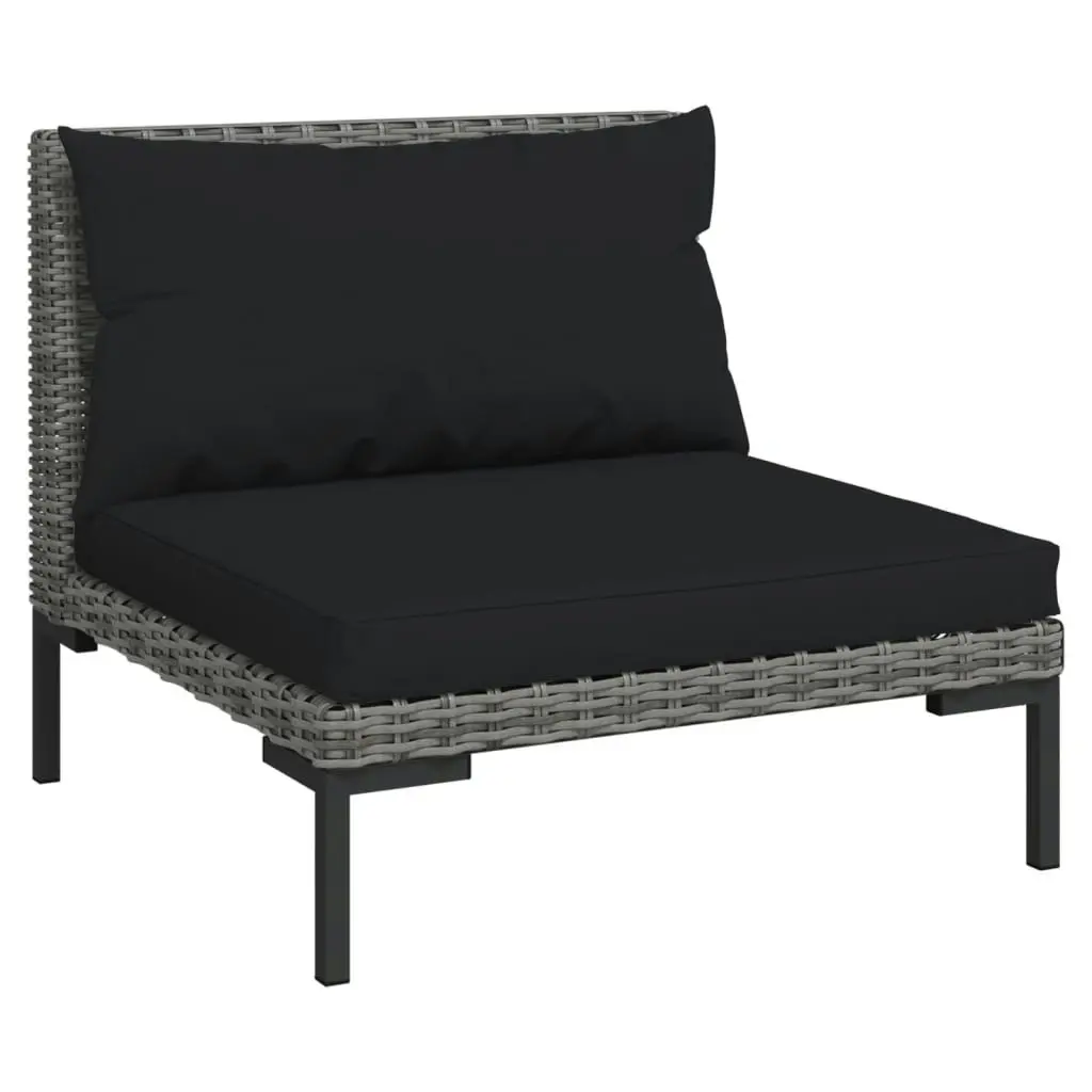 3 Piece Garden Lounge Set Dark Grey Half Round Poly Rattan 318605