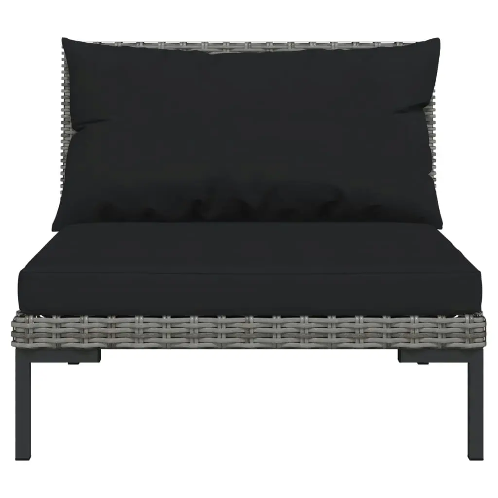 3 Piece Garden Lounge Set Dark Grey Half Round Poly Rattan 318605