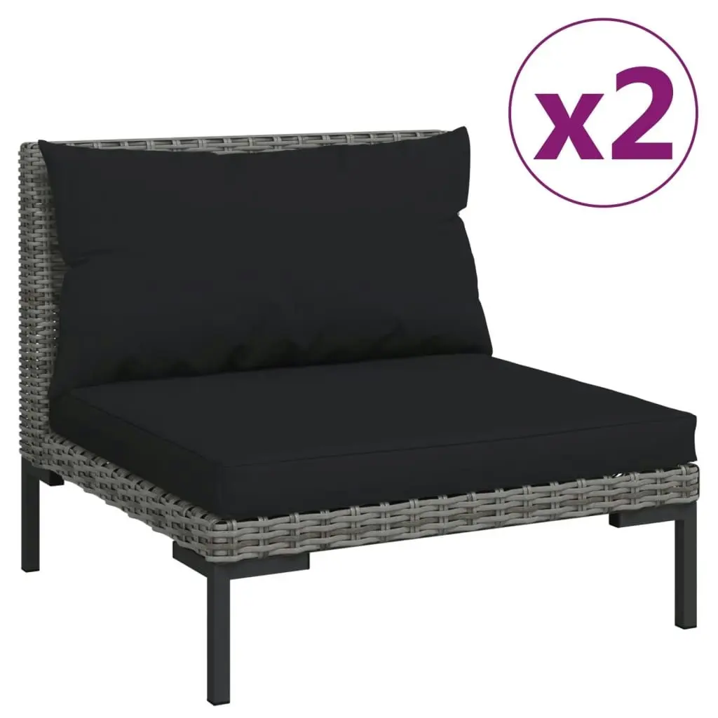 3 Piece Garden Lounge Set Dark Grey Half Round Poly Rattan 318605