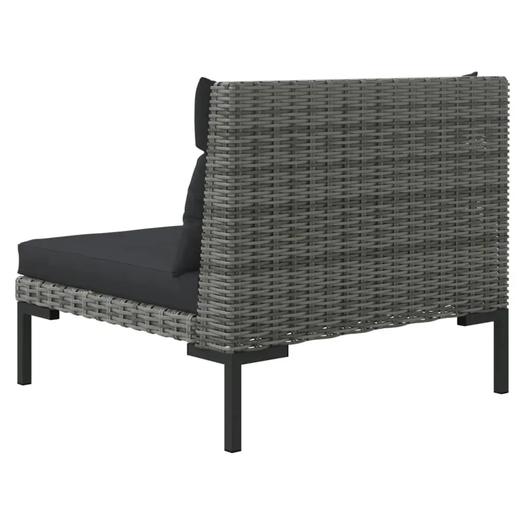 3 Piece Garden Lounge Set Dark Grey Half Round Poly Rattan 318605