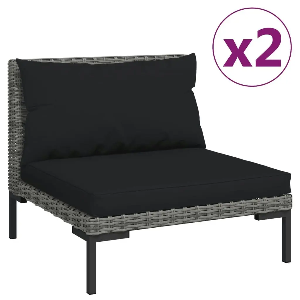 3 Piece Garden Lounge Set Dark Grey Half Round Poly Rattan 318607