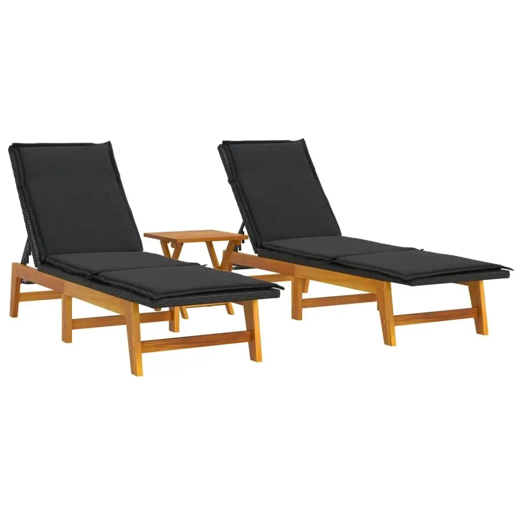 3 Piece Garden Lounge Set Poly Rattan&Solid Wood Acacia 3154401