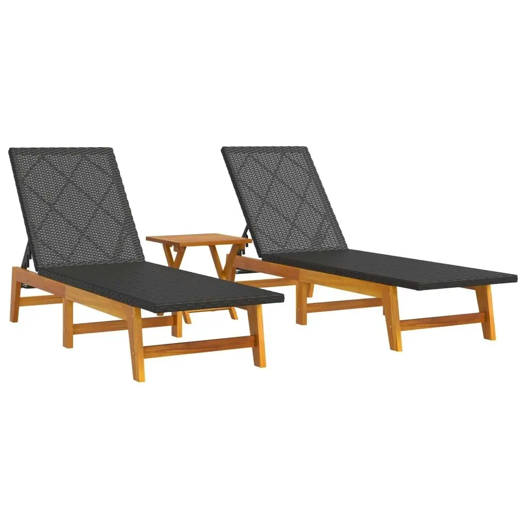 3 Piece Garden Lounge Set Poly Rattan&Solid Wood Acacia 3154402