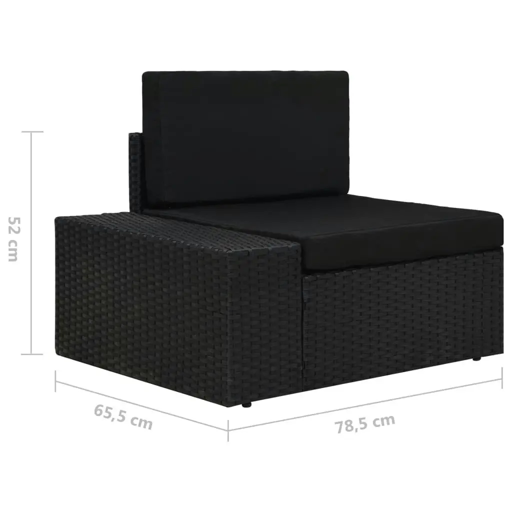 3 Piece Garden Lounge Set Poly Rattan Black 49507