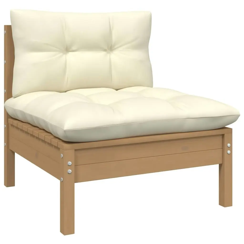 3 Piece Garden Lounge Set with Cream Cushions Solid Pinewood 806685