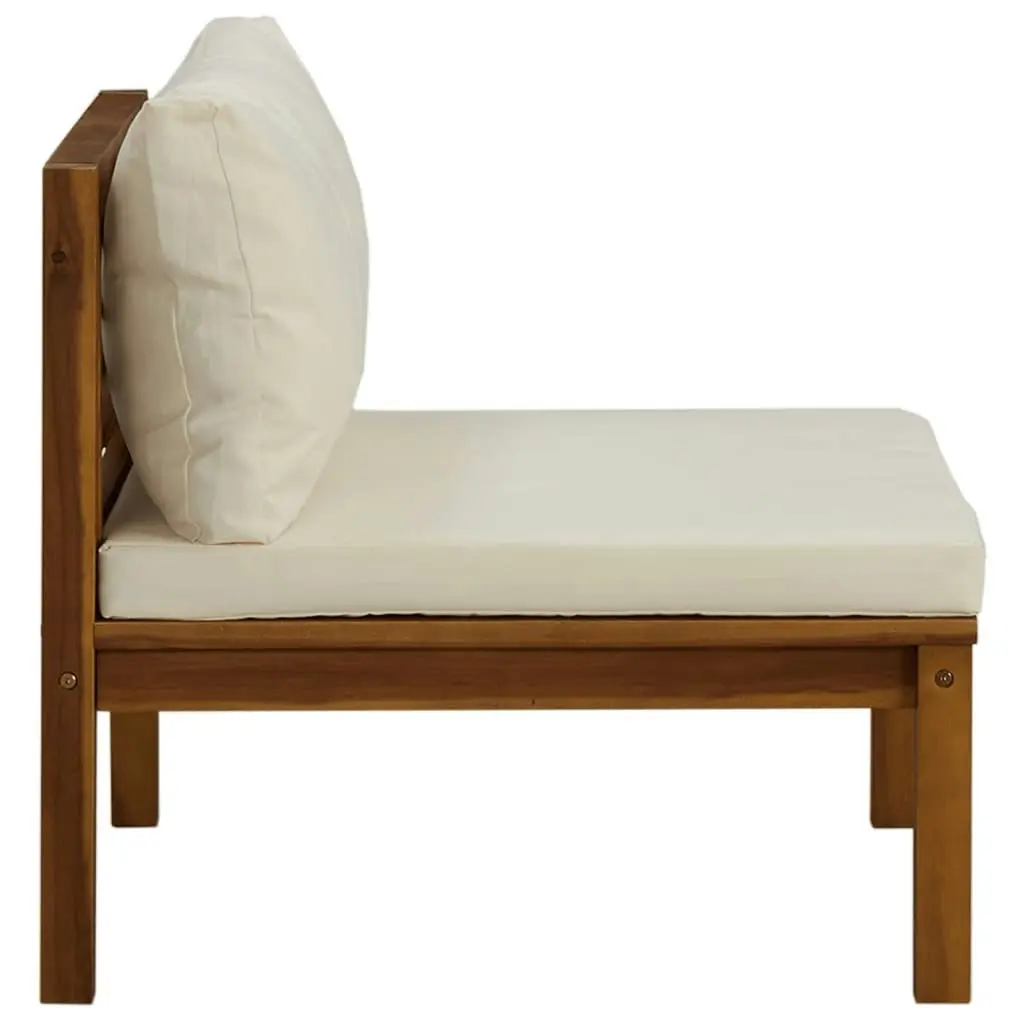 3 Piece Garden Lounge Set with Cream White Cushions Acacia Wood 316281