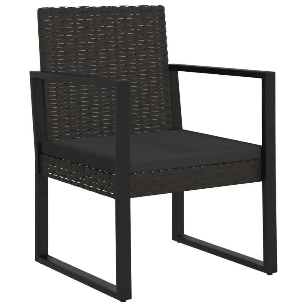 3 Piece Garden Lounge Set with Cushions Black Poly Rattan 319198