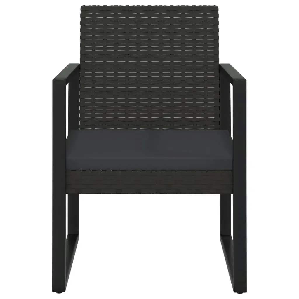 3 Piece Garden Lounge Set with Cushions Black Poly Rattan 319198