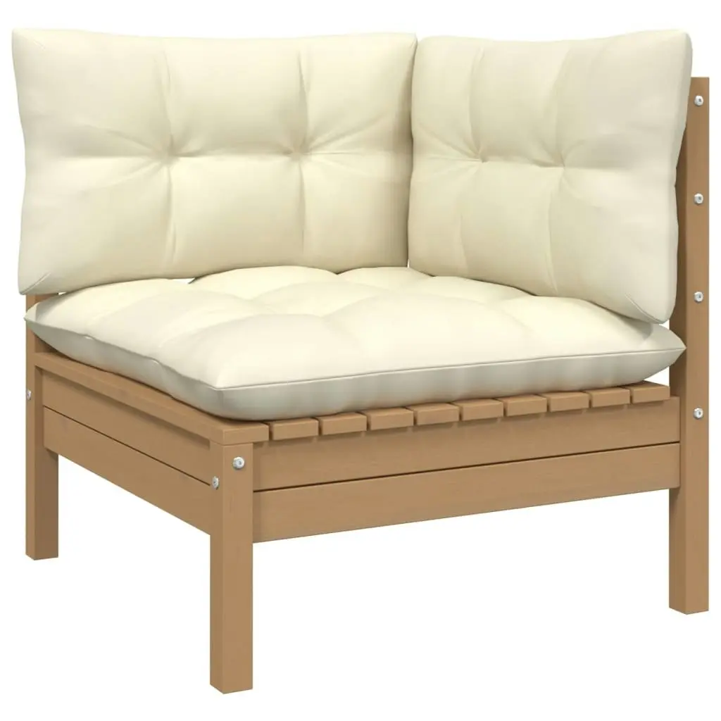 3 Piece Garden Lounge Set with Cream Cushions Solid Pinewood 806667