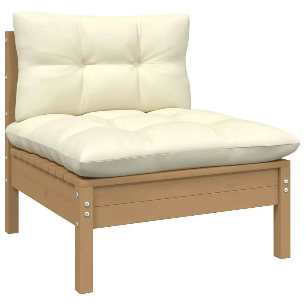 3 Piece Garden Lounge Set with Cream Cushions Solid Pinewood 806667