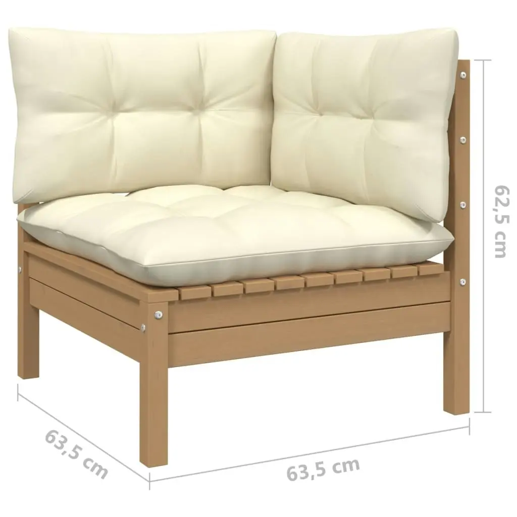 3 Piece Garden Lounge Set with Cream Cushions Solid Pinewood 806667