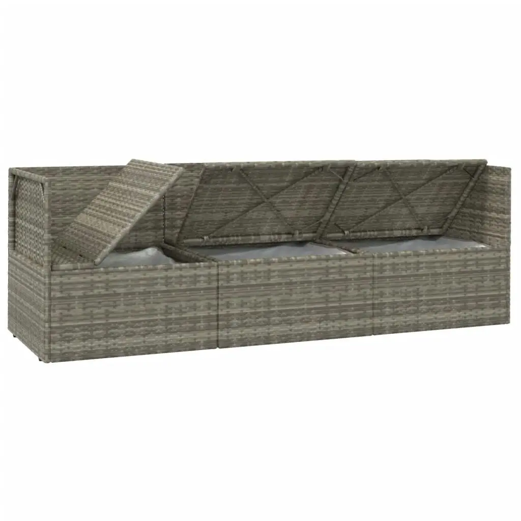 3 Piece Garden Lounge Set with Cushions Grey Poly Rattan 318679