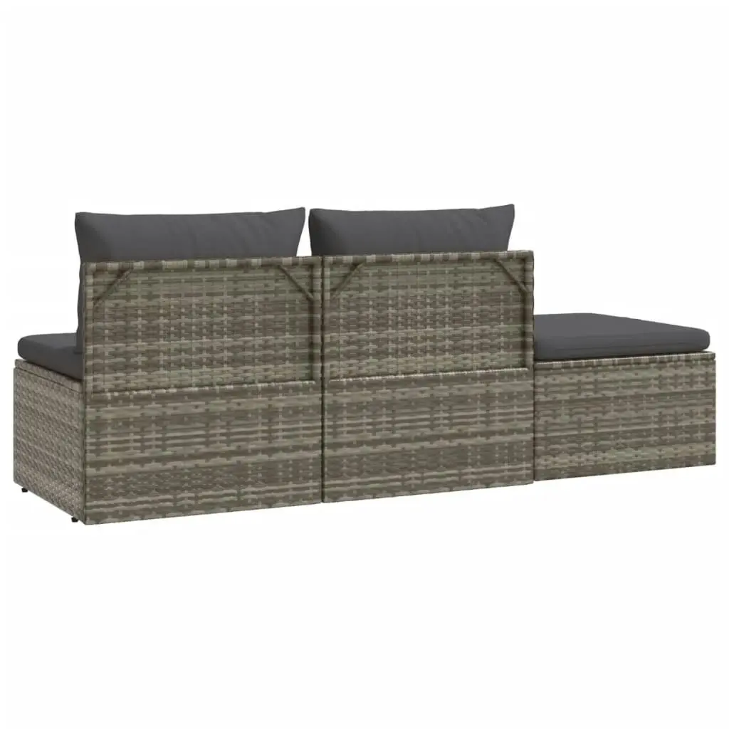 3 Piece Garden Lounge Set with Cushions Grey Poly Rattan 318674