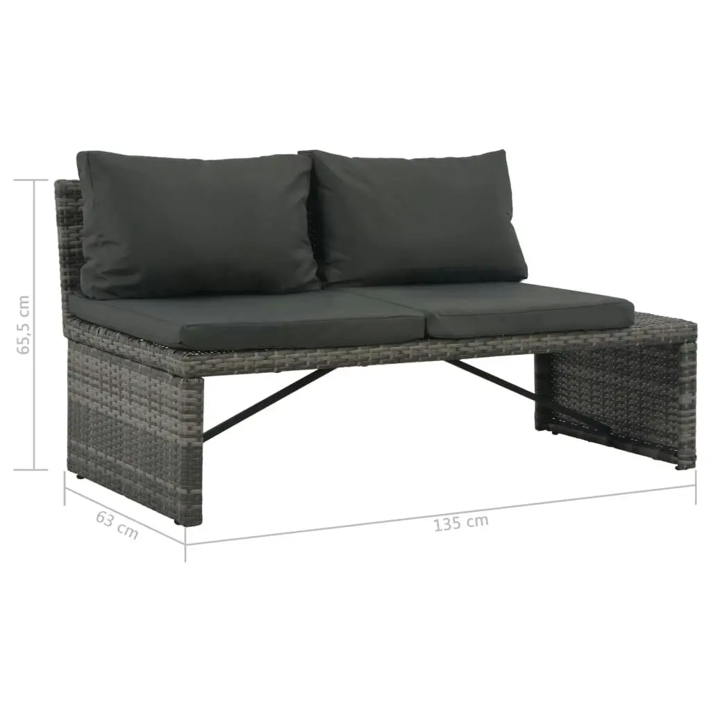 3 Piece Garden Lounge Set with Cushions Poly Rattan Grey 44720