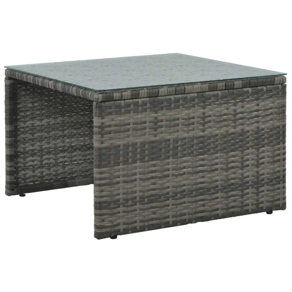 3 Piece Garden Lounge Set with Cushions Poly Rattan Grey 44720