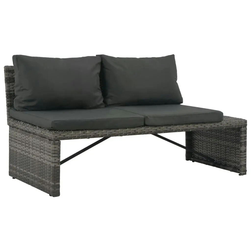 3 Piece Garden Lounge Set with Cushions Poly Rattan Grey 44720