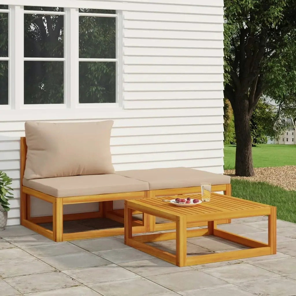 3 Piece Garden Lounge Set with Cushions Solid Wood Acacia 360001