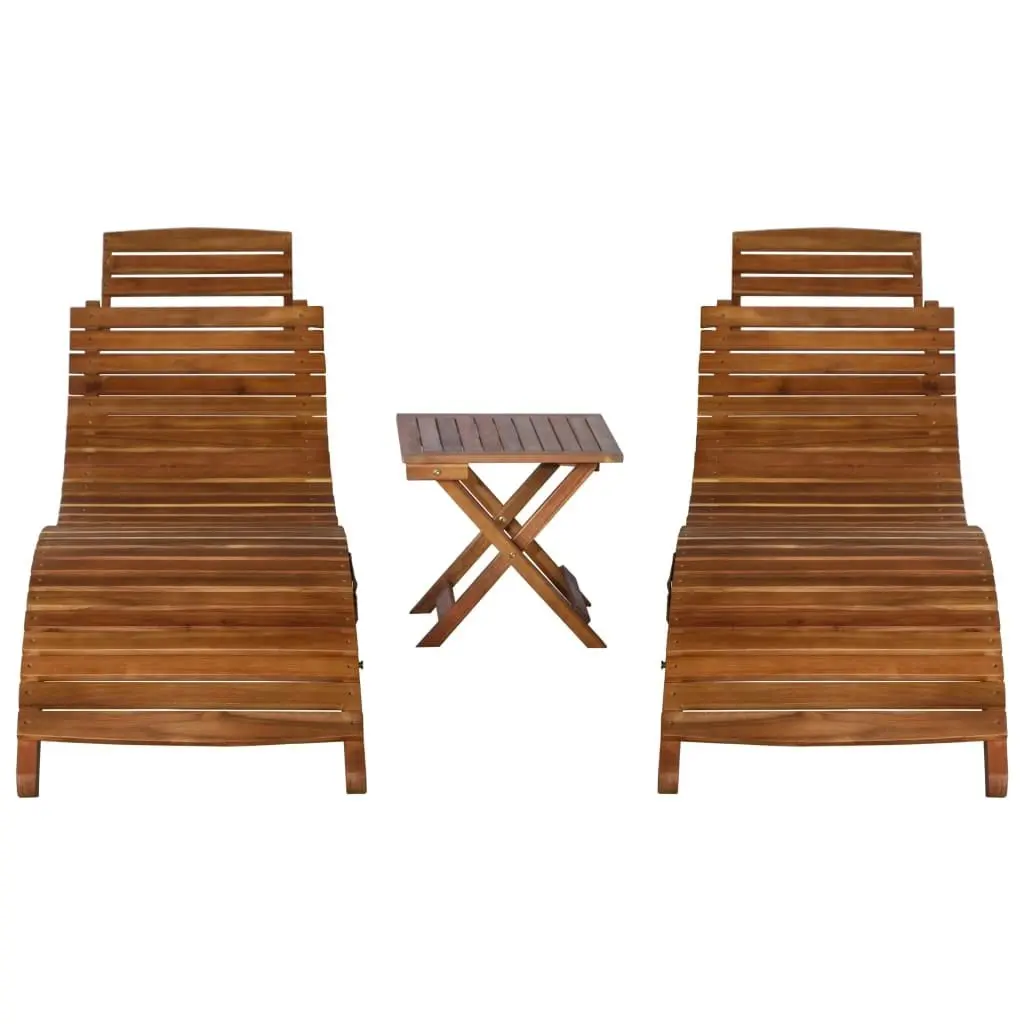 3 Piece Sunlounger with Tea Table Solid Wood Acacia 279160