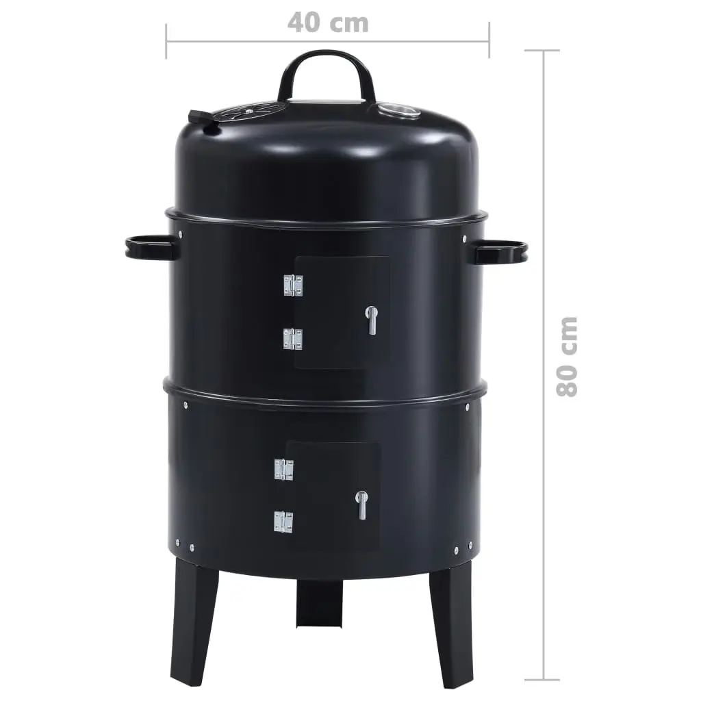 3-in-1 Charcoal Smoker BBQ Grill 40x80 cm 46613