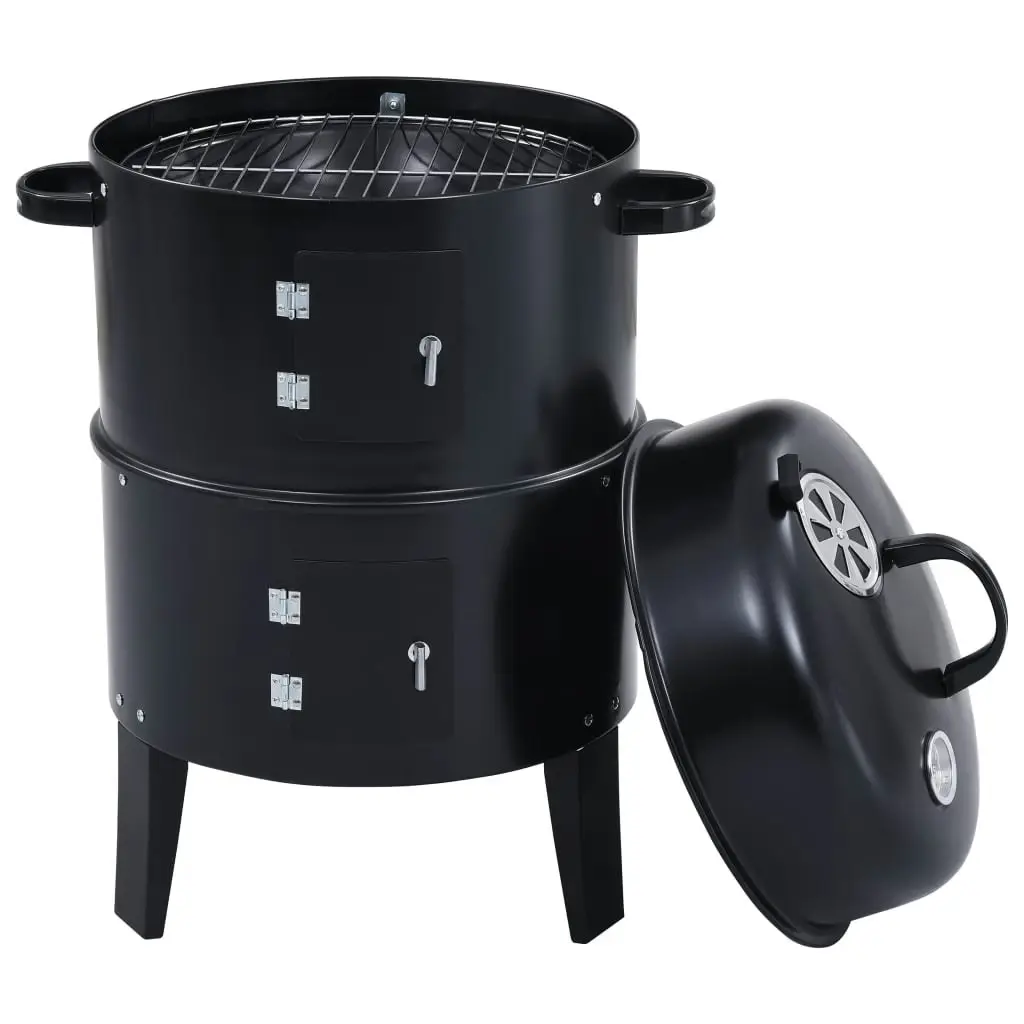 3-in-1 Charcoal Smoker BBQ Grill 40x80 cm 46613