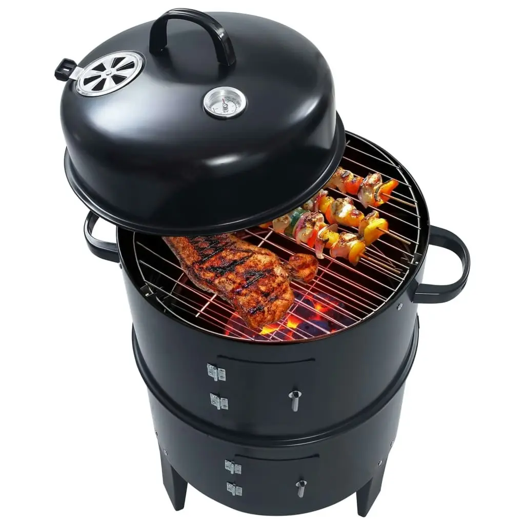 3-in-1 Charcoal Smoker BBQ Grill 40x80 cm 46613