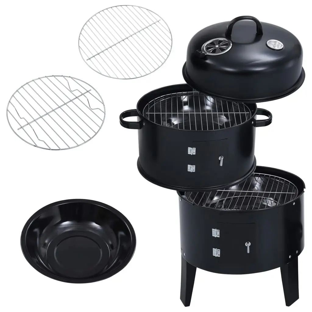 3-in-1 Charcoal Smoker BBQ Grill 40x80 cm 46613