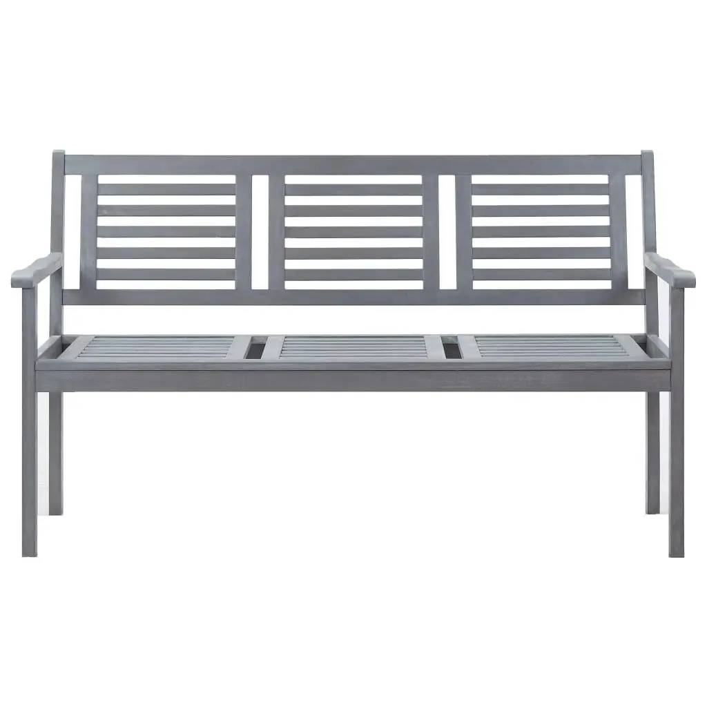 3-Seater Garden Bench with Cushion 150 cm Grey Eucalyptus Wood 3061051