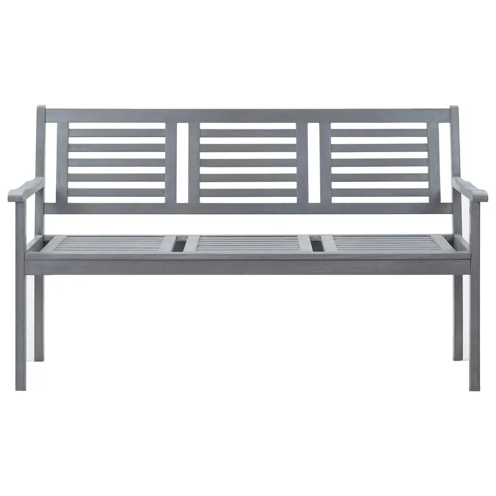 3-Seater Garden Bench with Cushion 150 cm Grey Eucalyptus Wood 3061057