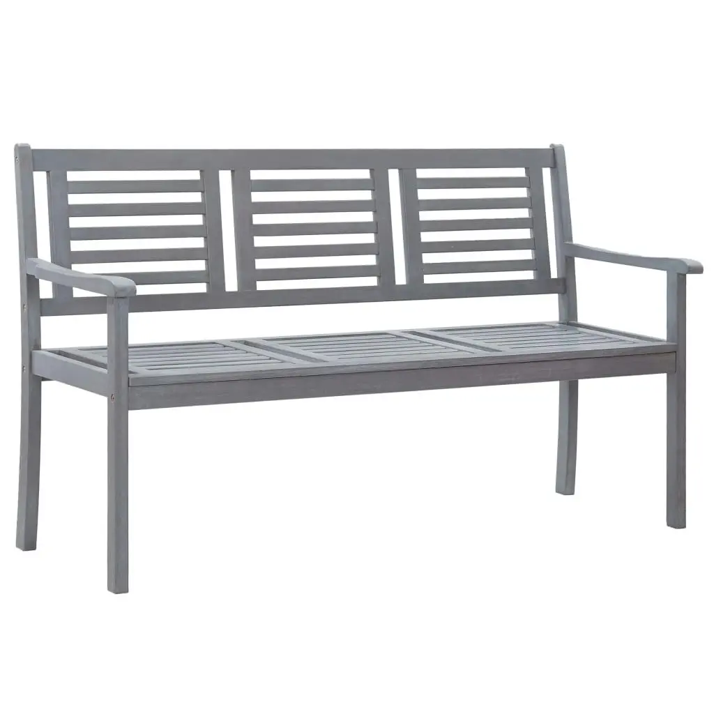 3-Seater Garden Bench with Cushion 150 cm Grey Eucalyptus Wood 3061050