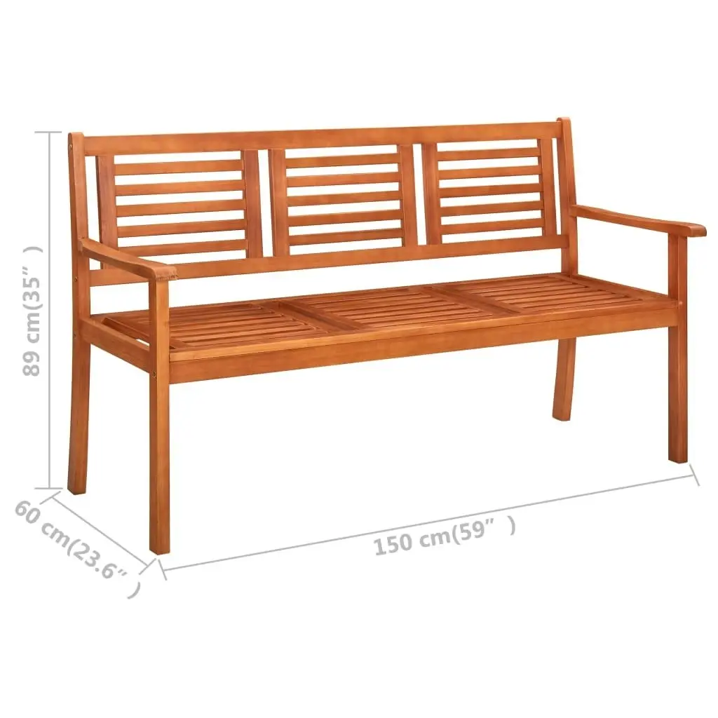 3-Seater Garden Bench 150 cm Solid Eucalyptus Wood 44399