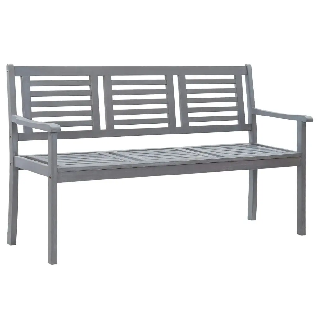 3-Seater Garden Bench with Cushion 150 cm Grey Eucalyptus Wood 3061067