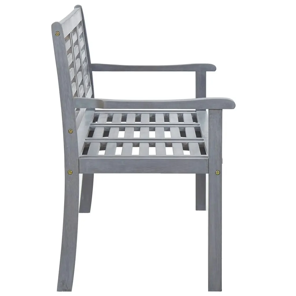 3-Seater Garden Bench with Cushion 150 cm Grey Eucalyptus Wood 3061067