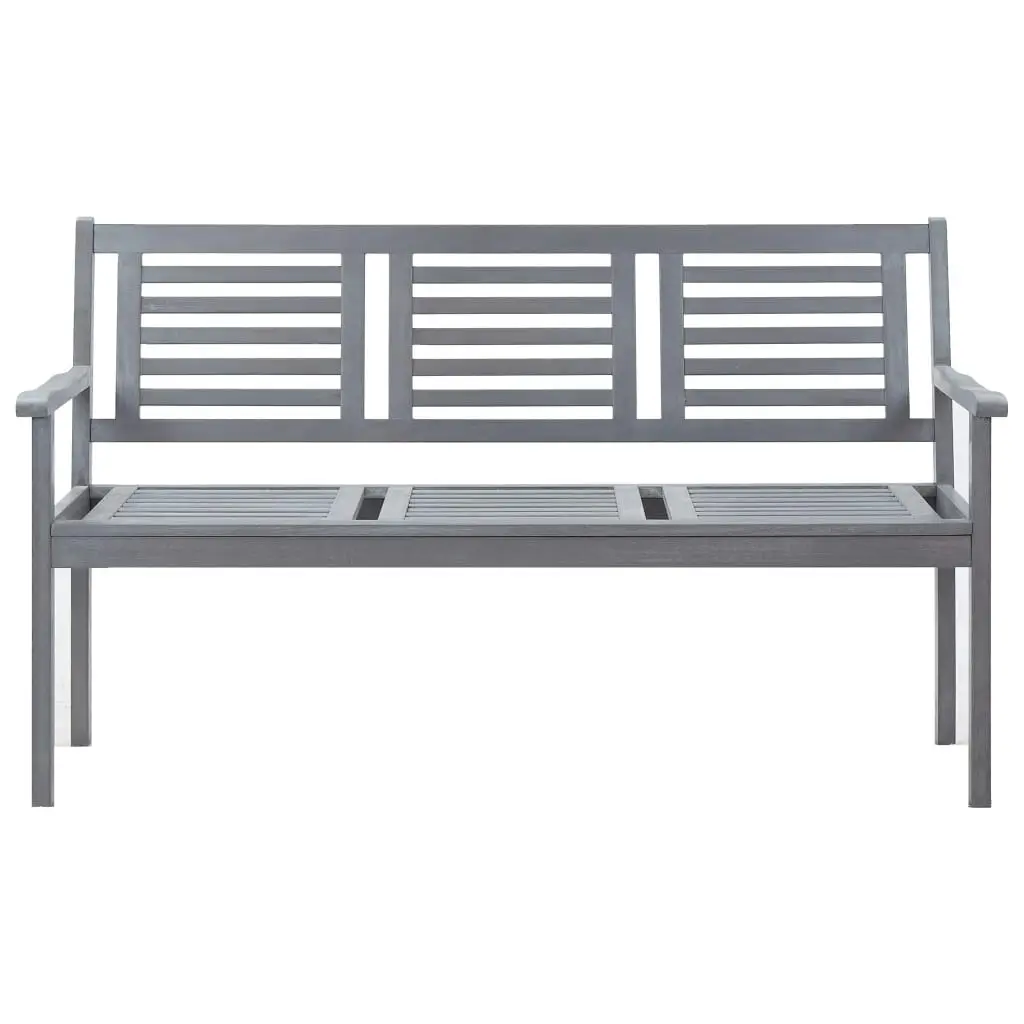 3-Seater Garden Bench with Cushion 150 cm Grey Eucalyptus Wood 3061067