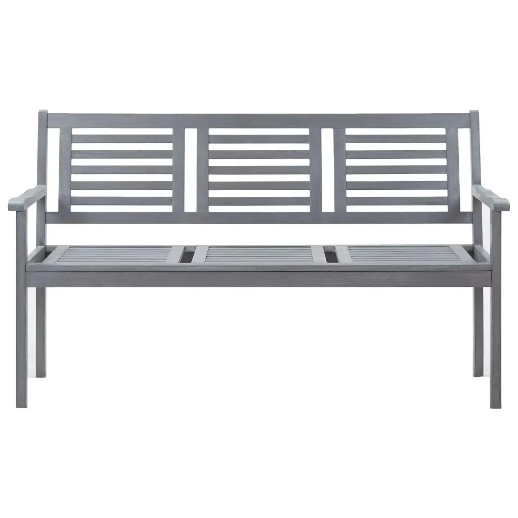 3-Seater Garden Bench with Cushion 150 cm Grey Eucalyptus Wood 3061071