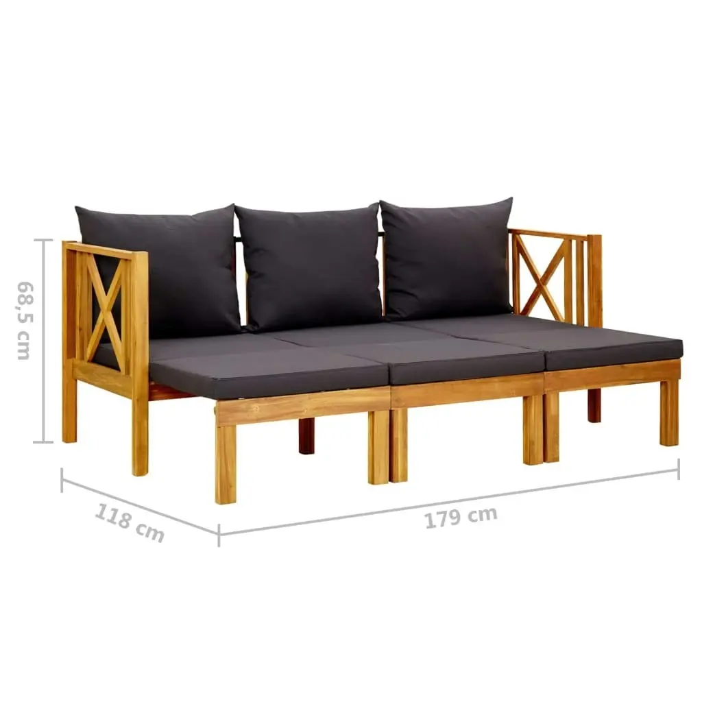 3-Seater Garden Bench with Cushions 179 cm Solid Acacia Wood 310310