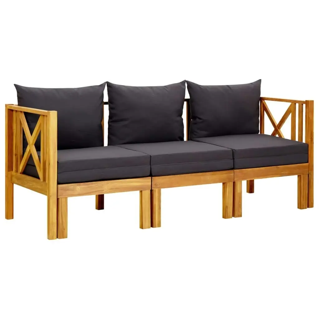 3-Seater Garden Bench with Cushions 179 cm Solid Acacia Wood 310310