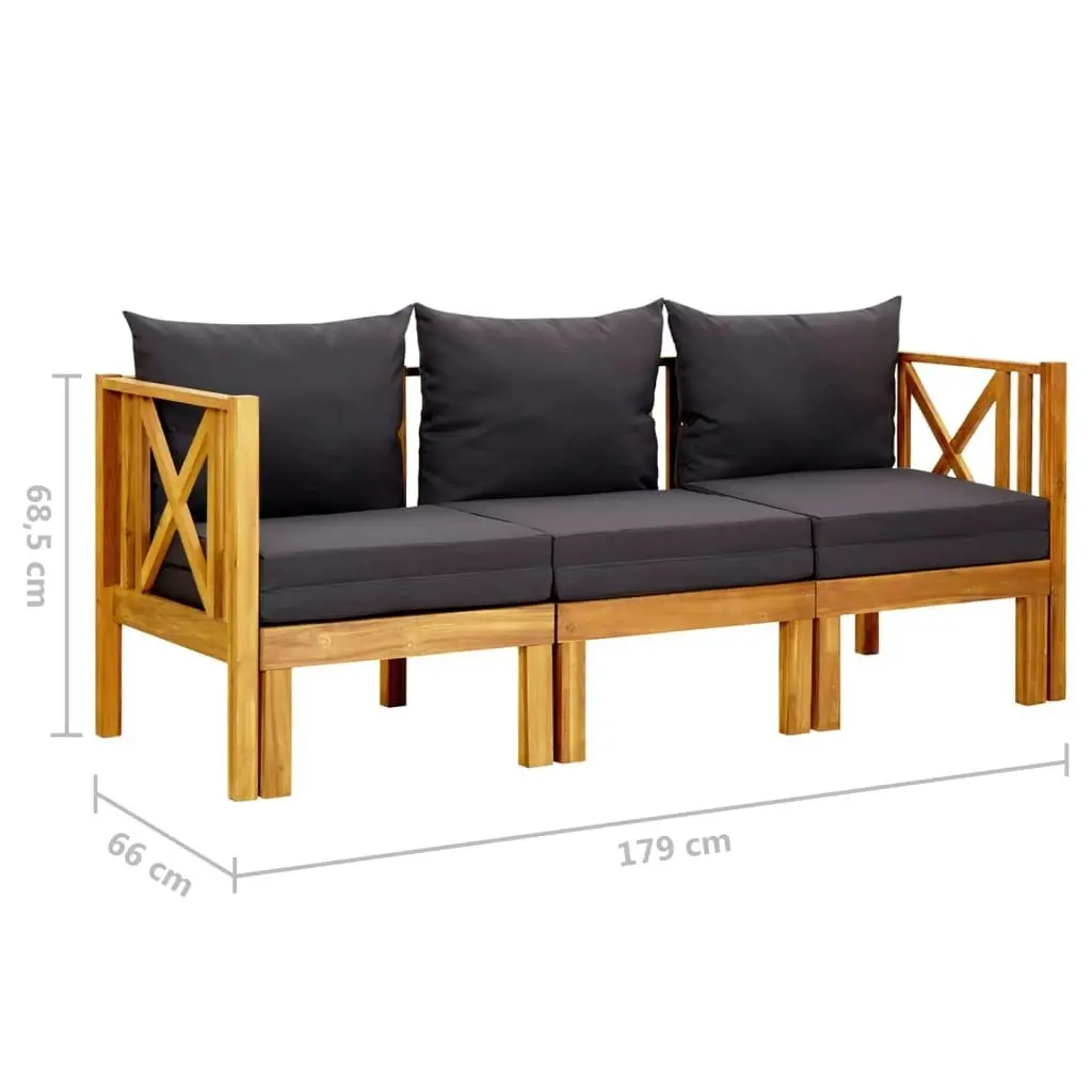 3-Seater Garden Bench with Cushions 179 cm Solid Acacia Wood 310310