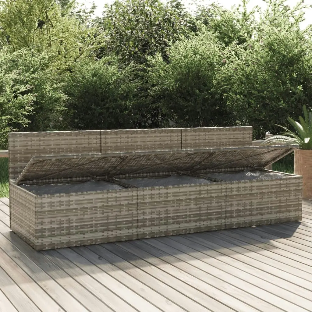 3-Seater Garden Sofa with Cushions Grey Poly Rattan 318672