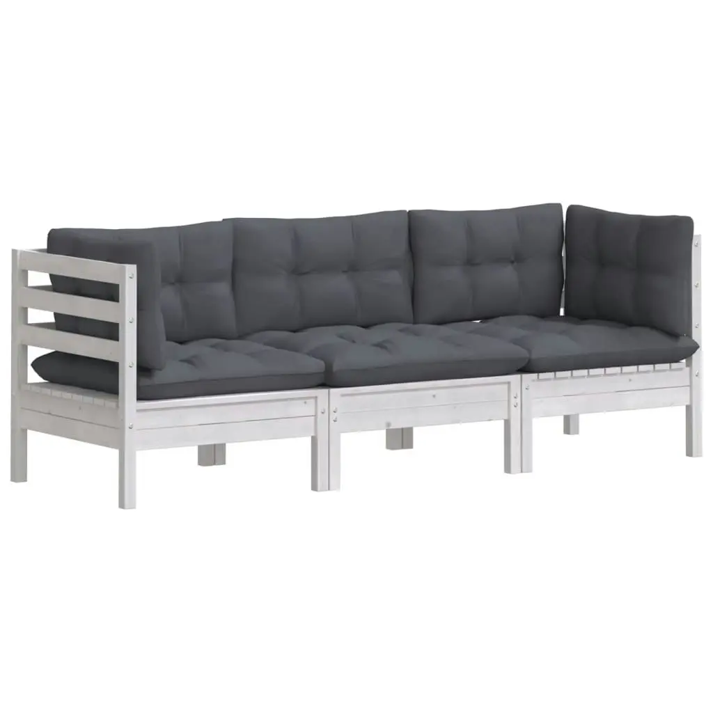 3-Seater Garden Sofa with Anthracite Cushions Solid Pinewood 3096101