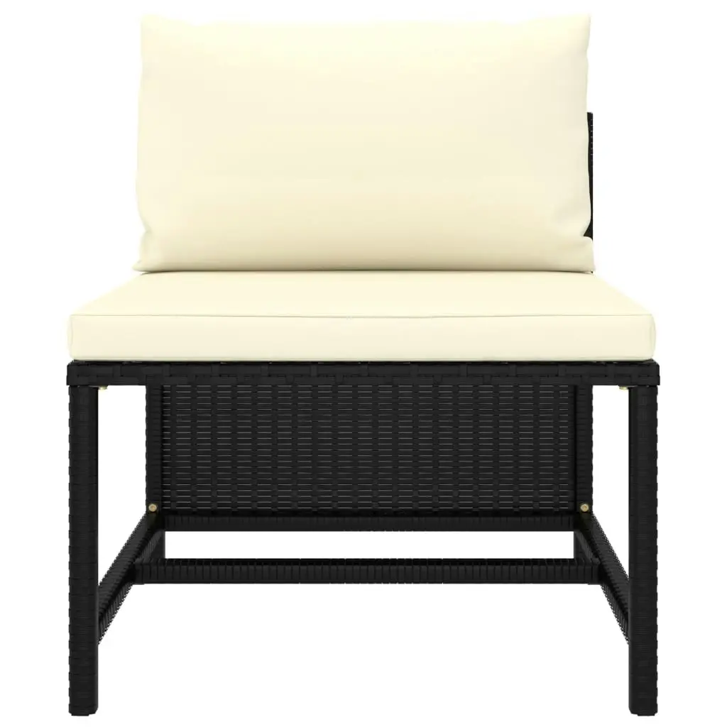 3-Seater Garden Sofa with Cushions Black Poly Rattan 313513