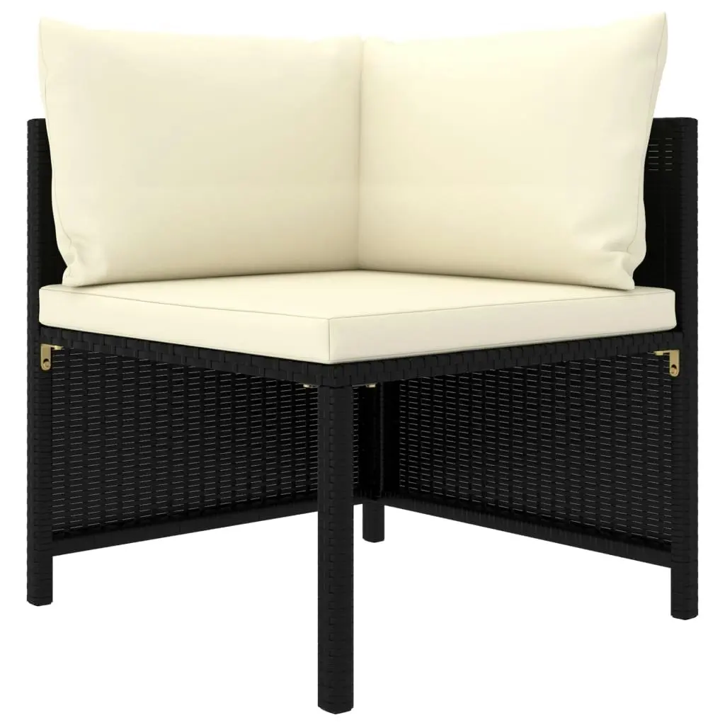 3-Seater Garden Sofa with Cushions Black Poly Rattan 313513